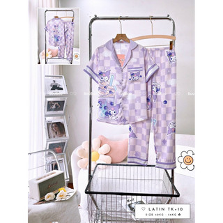 Đồ Bộ Pijama Lụa Tay Ngắn Quần Dài Freesize