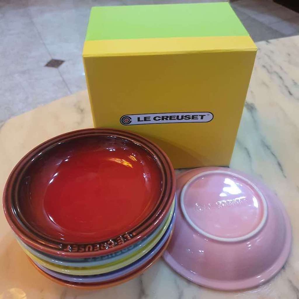 Le Creuset đĩa Tráng miệng 15.3cm  hộp 6 cái - Le Creuset Mini Round Plate, Rainbow 6" gift box