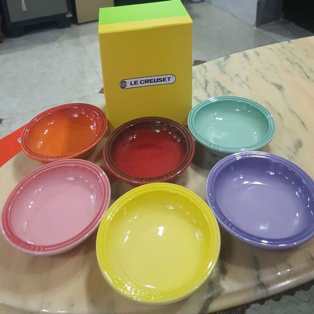 Le Creuset đĩa Tráng miệng 15.3cm  hộp 6 cái - Le Creuset Mini Round Plate, Rainbow 6" gift box