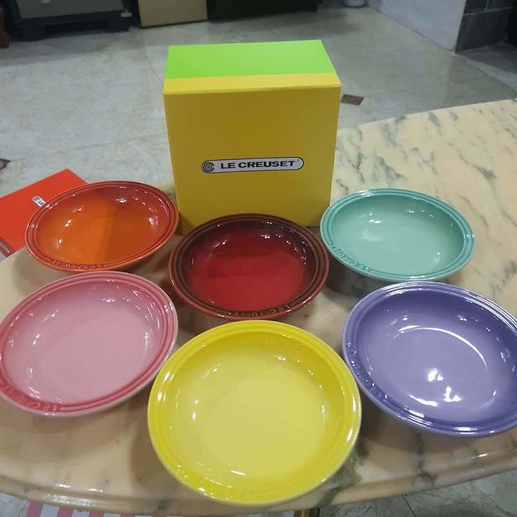 Le Creuset đĩa Tráng miệng 15.3cm  hộp 6 cái - Le Creuset Mini Round Plate, Rainbow 6" gift box