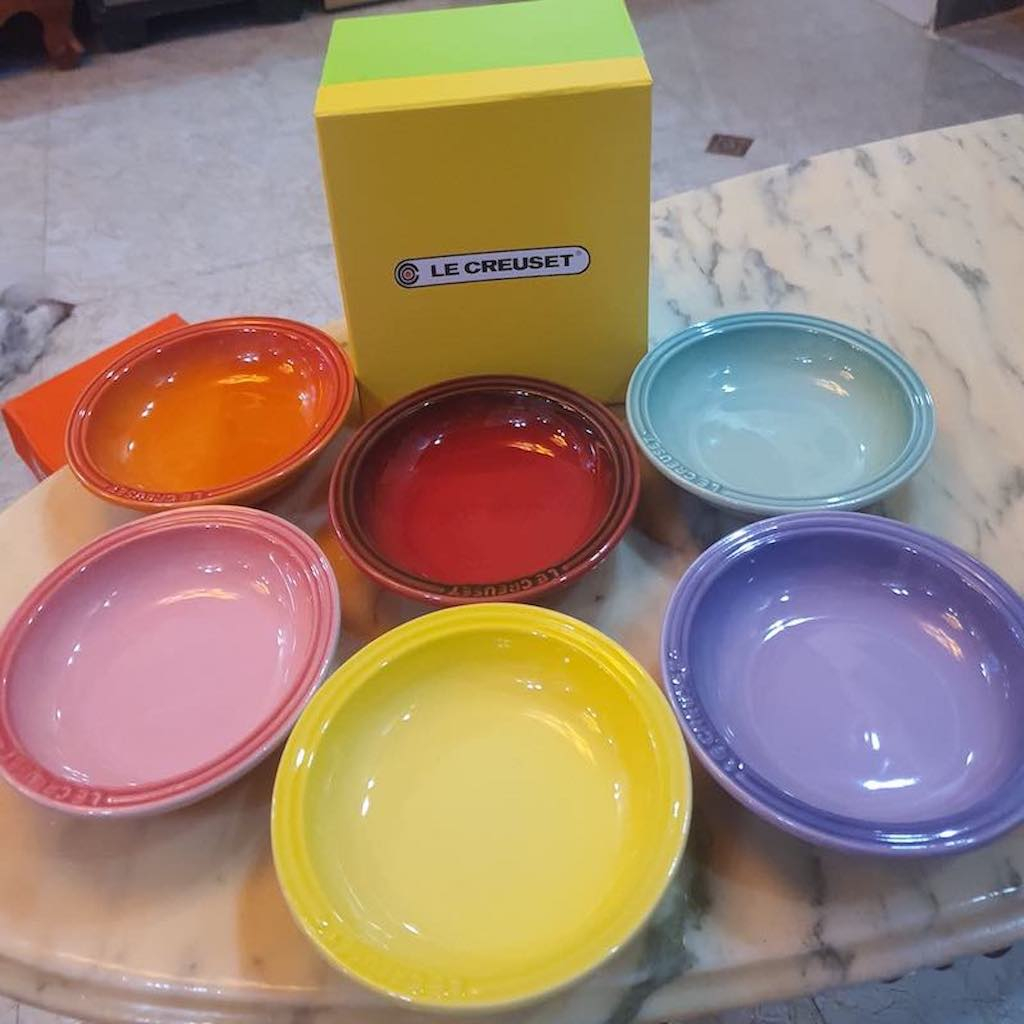 Le Creuset đĩa Tráng miệng 15.3cm  hộp 6 cái - Le Creuset Mini Round Plate, Rainbow 6" gift box