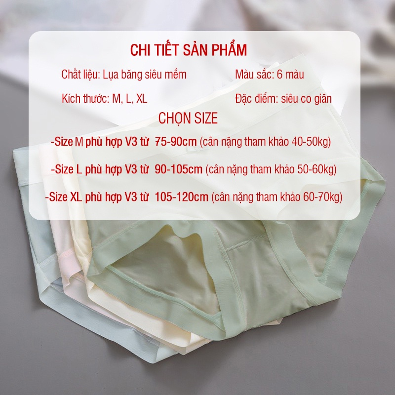 Quần Lót Nữ Lụa Băng Mềm Mịn, Quần Chip Nữ Siêu Co Dãn Thoáng Mát