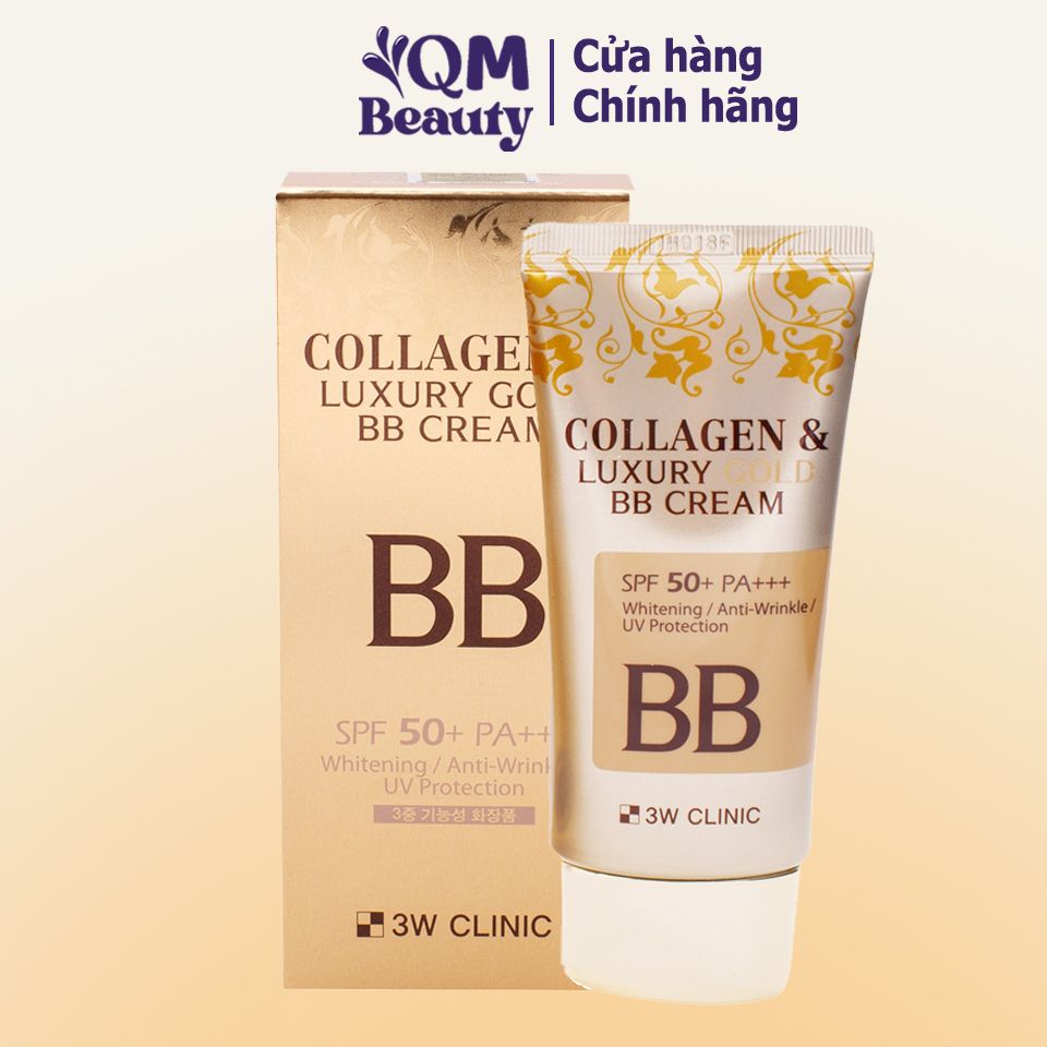 Kem nền trang điểm 3W Clinic Collagen & Luxury Gold BB Cream SPF50+ PA+++ 50ml Hàn Quốc