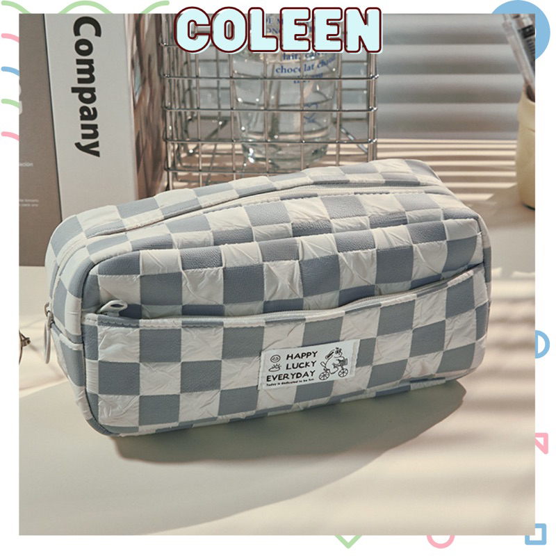 Túi Đựng Bút Vải Caro Nhiều Ngăn Đủ Màu Đáng Yêu Phong Cách Hàn Quốc Tiện Dụng