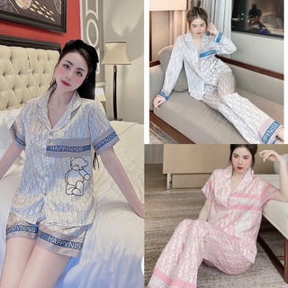 Bộ mặc nhà Pyjama chất lụa xước họa tiết Di.o