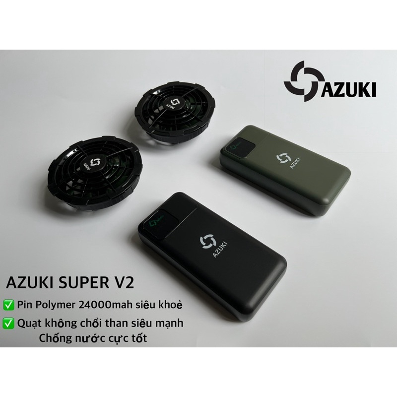 Bộ Phụ Kiện Azuki Super V2 Pin 24000mah Quạt 12V Siêu Mạnh Sử Dụng Cho Áo Điều Hoà Làm Mát