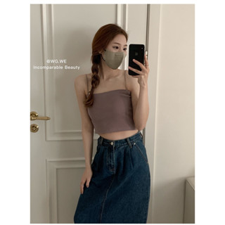  Áo 2 dây croptop len tăm nữ Bản nhỏ Áo hai dây sợi bún croptop nữ sexy 