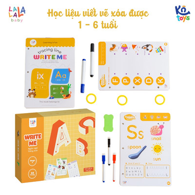 Học Liệu Giáo Dục Sớm Cho Bé Tập Viết Vẽ Thông Minh Xóa Được kèm Bút và Mút xóa - Lalala Baby