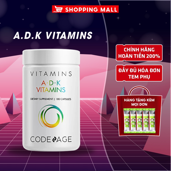 Viên Uống Vitamin Tổng Hợp Codeage ADK Vitamins 180 viên - Hỗ Trợ Thị Lực, Bảo Vệ Tim Mạch, Nâng Cao Hệ Cơ Xương Khớp