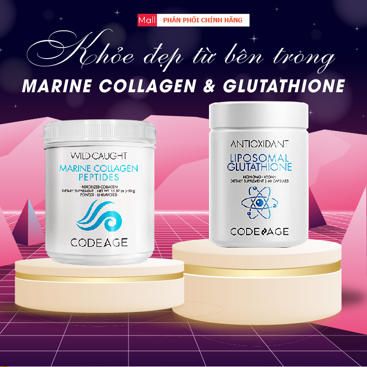 Collagen Codeage + Glutathione Codeage, Dướng Sáng Da, Chống Oxy Hóa, Làm Đẹp Da