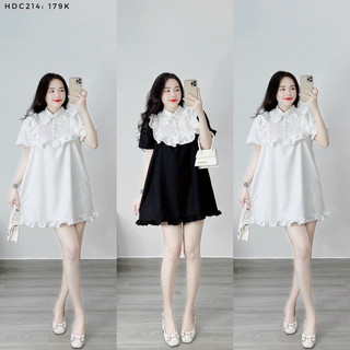 Bigsize Đầm babydoll cổ bèo dập li 55-95kg