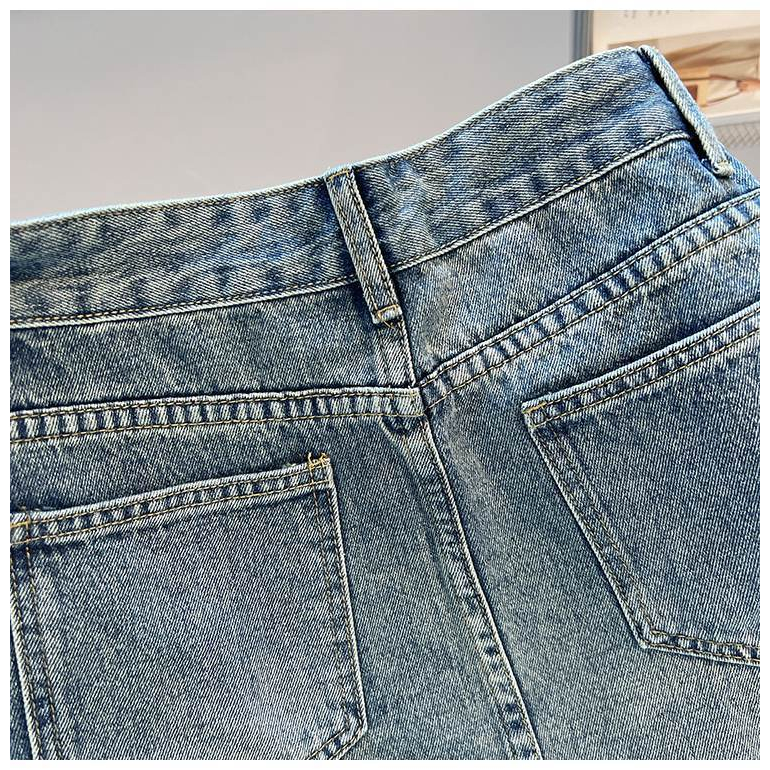 Chân váy jean nữ Dáng dài Xẻ trước Chữ A Lưng cao Hàn Quốc Váy bò midi dài Cạp cao xẻ Ulzzang Thời trang