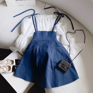 Bigsize Set yếm jeans trễ vai 55-95kg