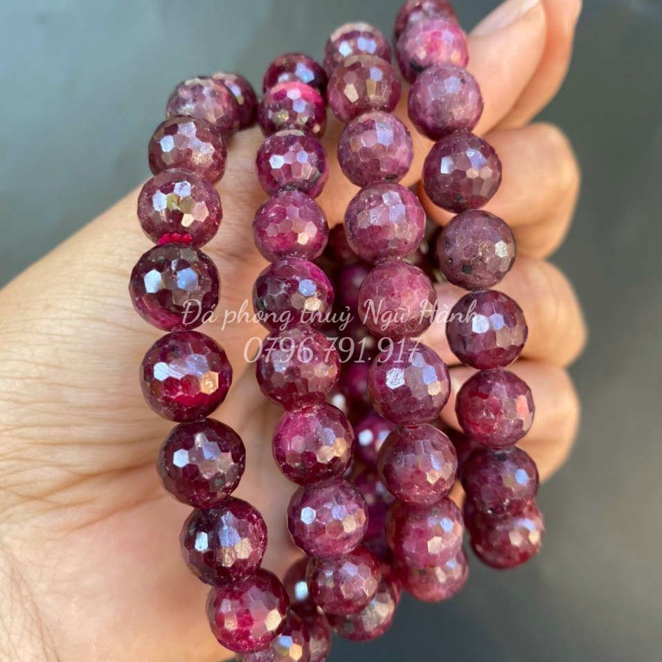 Vòng tay Ruby nam phi cắt giác - cam kết đá thật