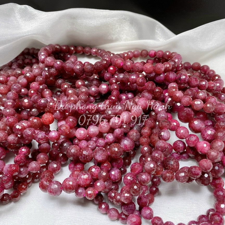 Vòng tay Ruby nam phi cắt giác - cam kết đá thật