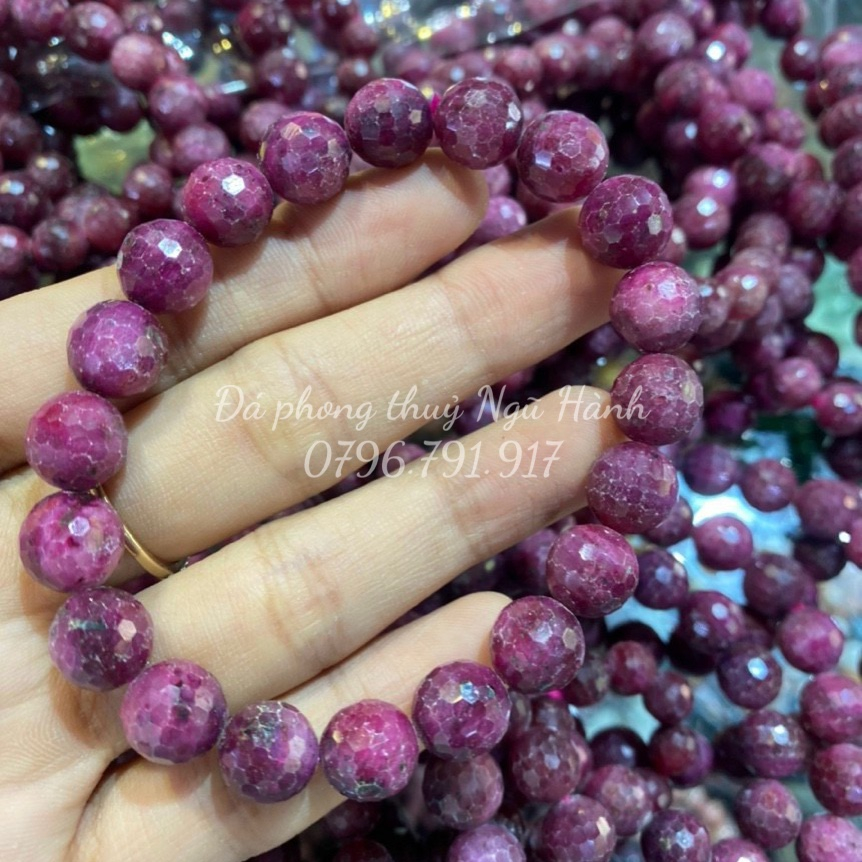 Vòng tay Ruby nam phi cắt giác - cam kết đá thật