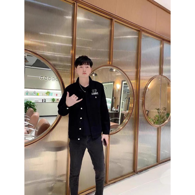 Áo khoác jeans đen Stitchohana nam nữ sumisu shop