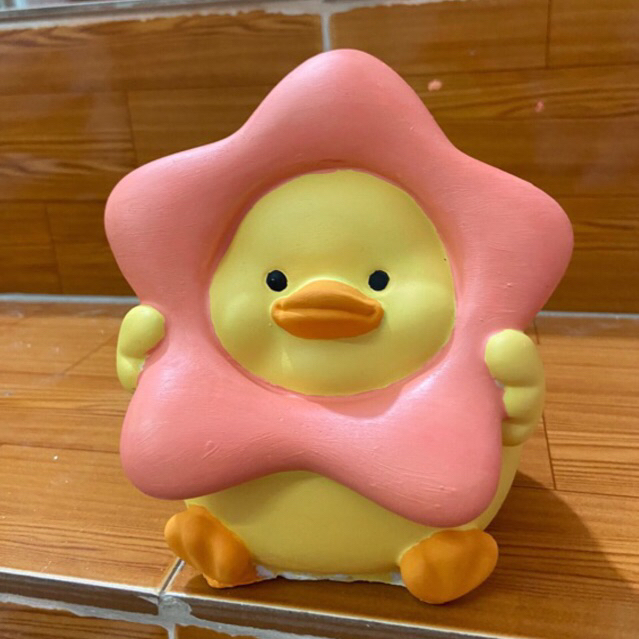 Tượng thạch cao tô màu Vịt Sao- Đồ chơi tô màu cho bé tặng kèm cọ và màu vẽ acrylic