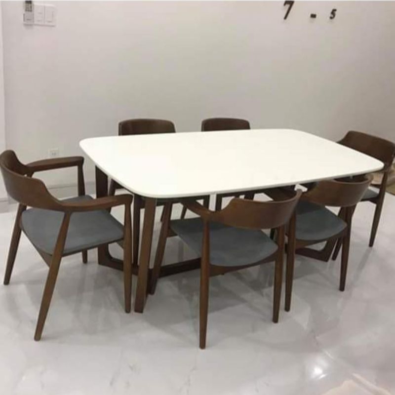 Bộ bàn ăn Concorde mặt đá và 6 ghế Hiroshima