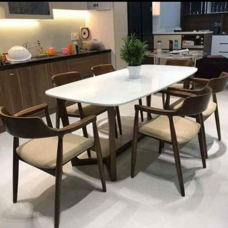 Bộ bàn ăn Concorde mặt đá và 6 ghế Hiroshima