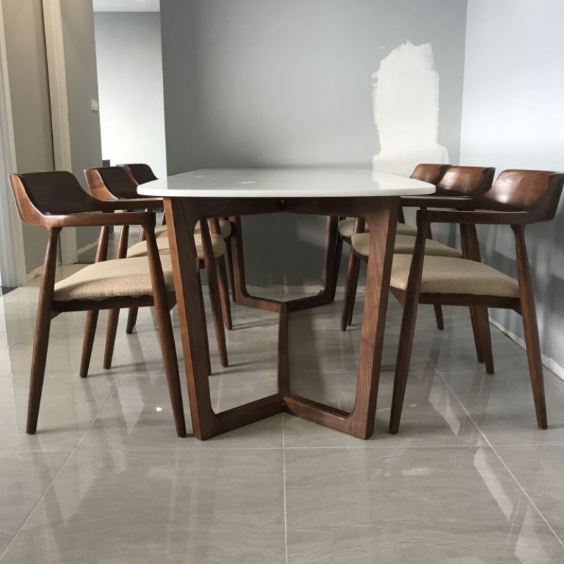 Bộ bàn ăn Concorde mặt đá và 6 ghế Hiroshima