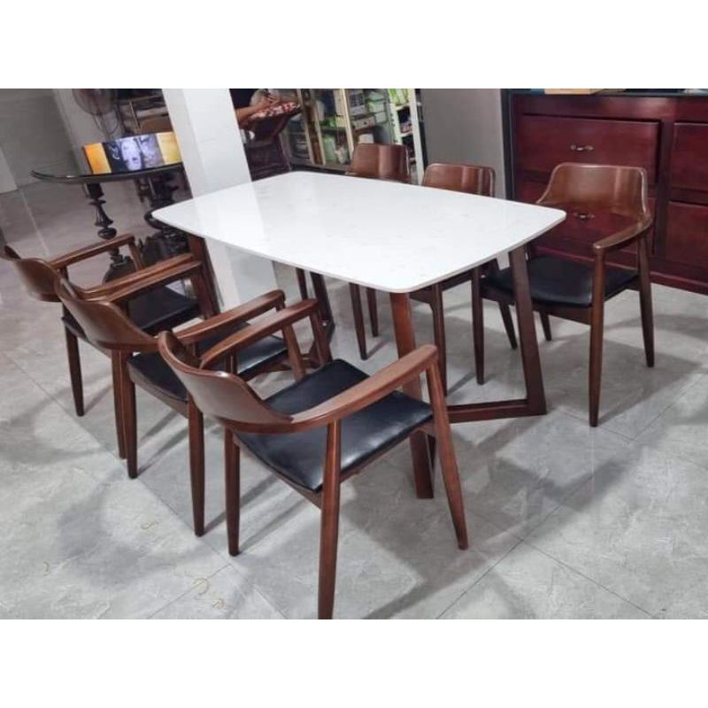 Bộ bàn ăn Concorde mặt đá và 6 ghế Hiroshima