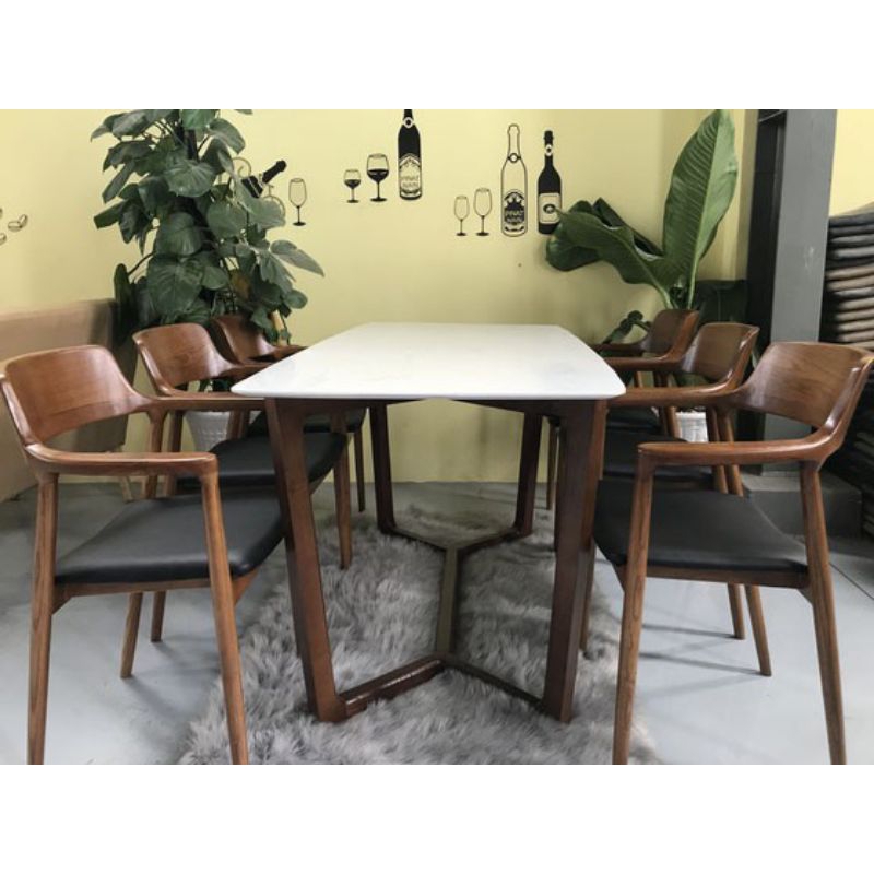 Bộ bàn ăn Concorde mặt đá và 6 ghế Hiroshima