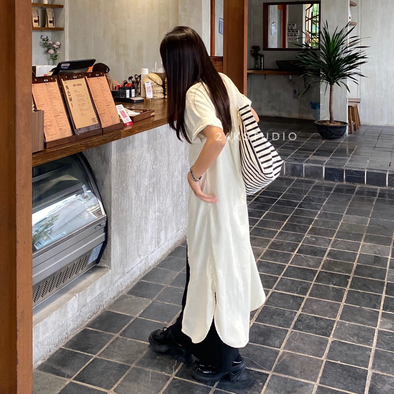 CRUSH DRESS - Váy đầm áo sơ mi dáng dài oversize 24kstudio