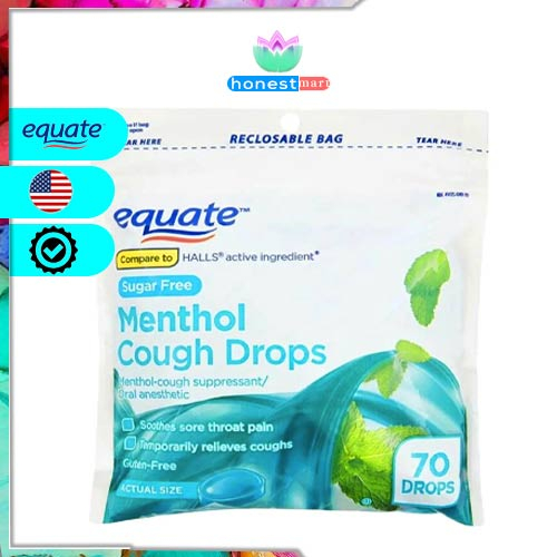 Kẹo không đường giảm ho Equate Sugar Free Cough Drops 70 viên
