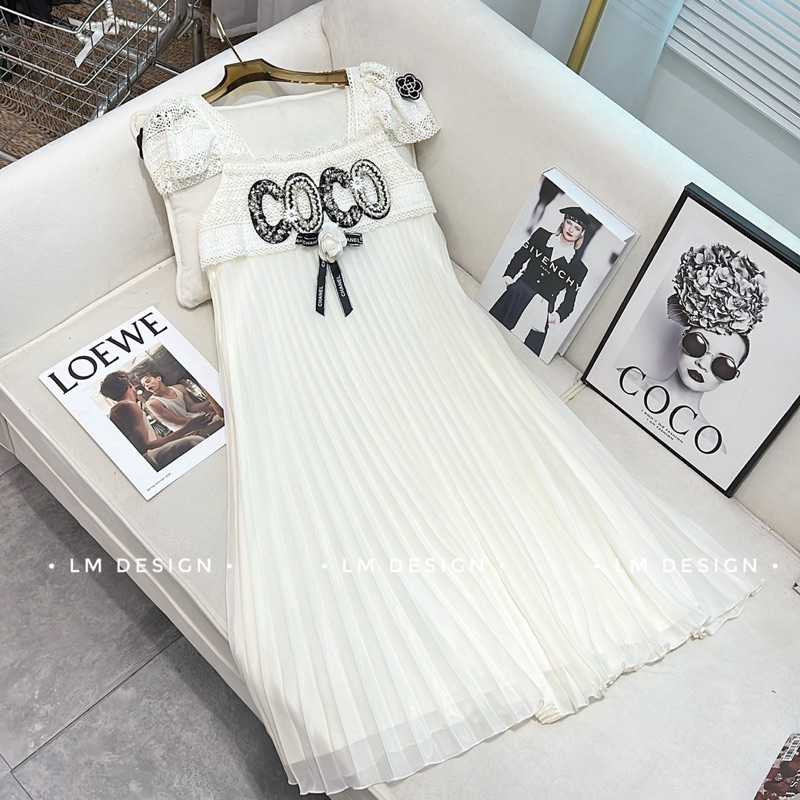 Váy Maxi Dập Ly Coco Kèm Taggg Đoàn Thương