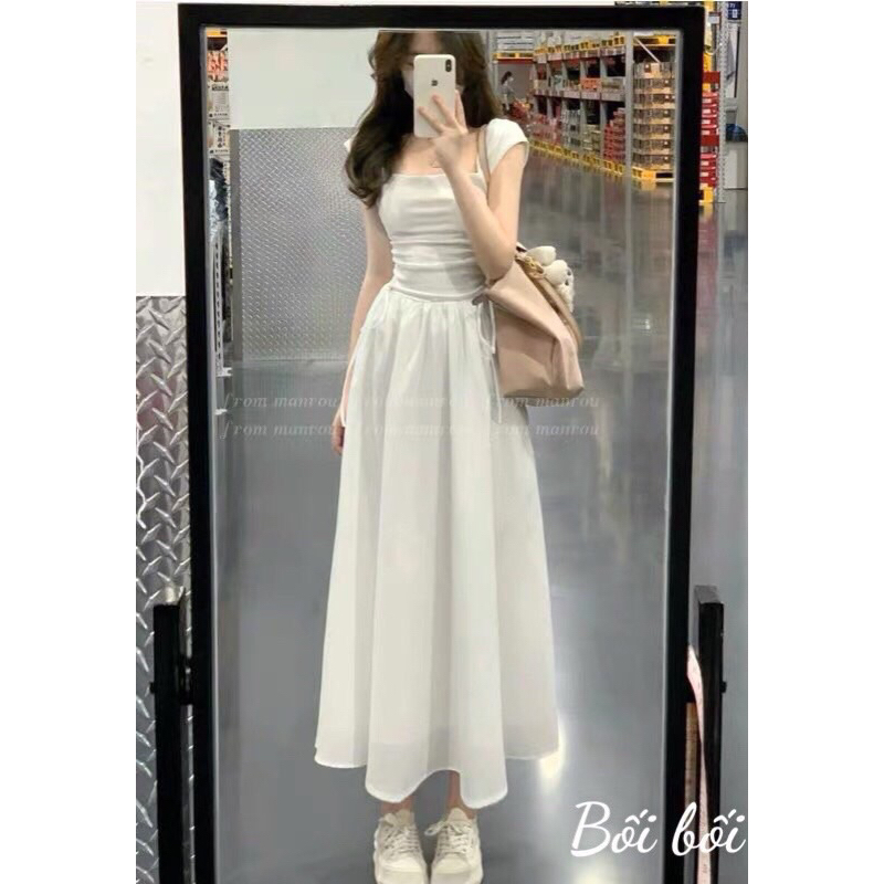 đầm cổ vuông HANA DRESS chiết eo