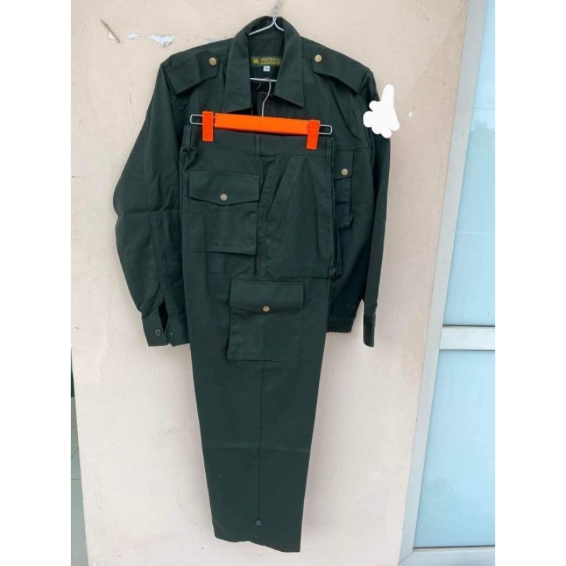 Bộ quần áo dã ngoại bảo hộ túi hộp màu đen ánh xanh, quần áo bảo vệ vệ sỹ chống cháy.