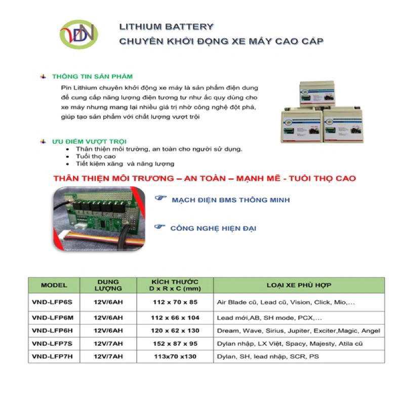 Acquy lithium xe máy VS6AT