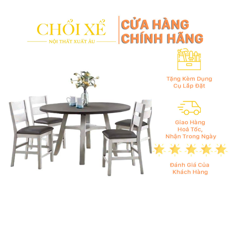 Bộ Bàn Bar Thông Minh Mở Rộng Bayside Ashlyn 4 Ghế Màu Trắng - Chổi Xể