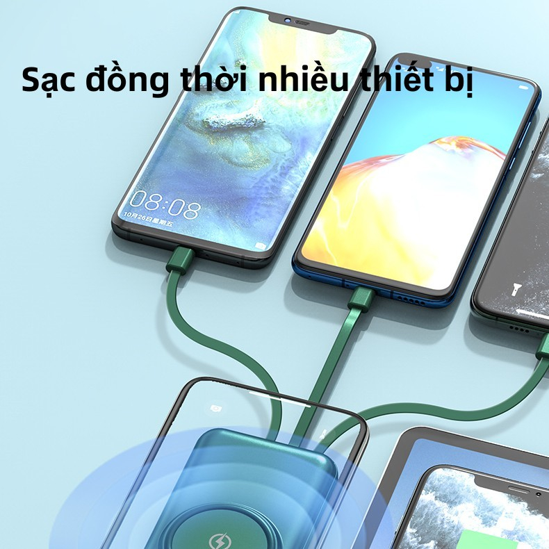 Sạc dự phòng 50000MAh Sạc Không Dây  Cáp Chính Hãng Wireless 4 Cáp Di Động Màn Hình LED Powerbank Chính Hãng 100%