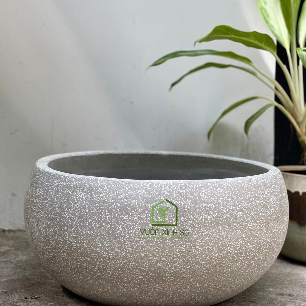 CHẬU ĐÁ MÀI HÌNH TÔ - Rộng 46 x Cao 25cm - Trồng sen, nuôi cá