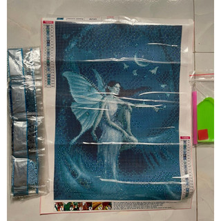 Tranh đính đá hình Thiên Thần Xanh 30x40cm