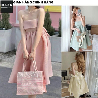 Đầm babydoll 2 dây nơ lưng - Váy tiểu thư ngọt ngào trẻ trung bánh bèo sang chảnh ulzzang hàn quốc HUZA V114