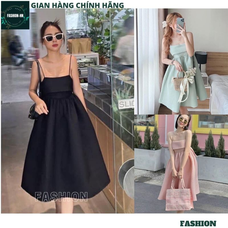 Đầm 2 dây babydoll nơ lưng tiểu thư xinh xắn đáng yêu - Váy thời trang nữ tính đi chơi dạo phố - FASHION V114