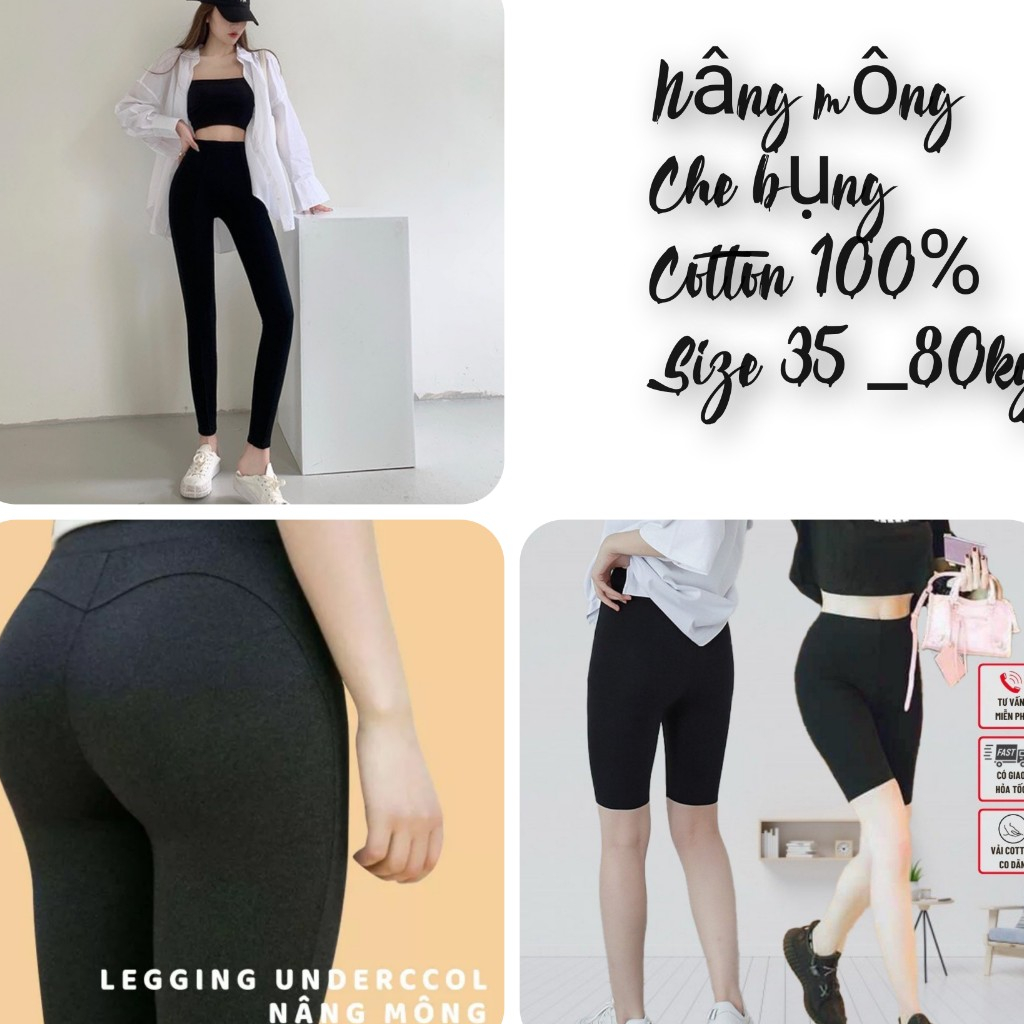 Quần Legging Nữ Nâng Mông Gozin.shop - Có 3 Kiểu Đùi, Ngố, Dài Vải Thun Cao Cấp Dáng Ôm Bó Lưng Thun Tập Gym Yoga