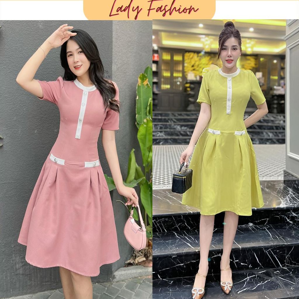 [HCM] Đầm xòe phối cổ trụ trắng DA050 - Lady Fashion - Khánh Linh Style