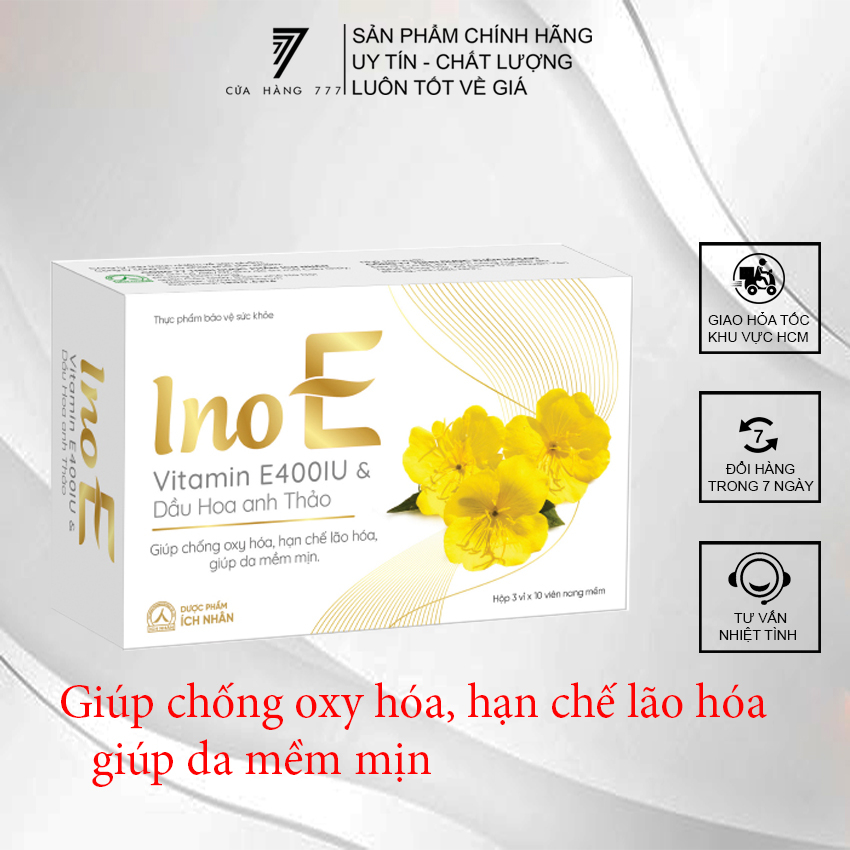 Viên uống Vitamin E - Ino E Ích Nhân - hộp 3 vỉ x 10 viên
