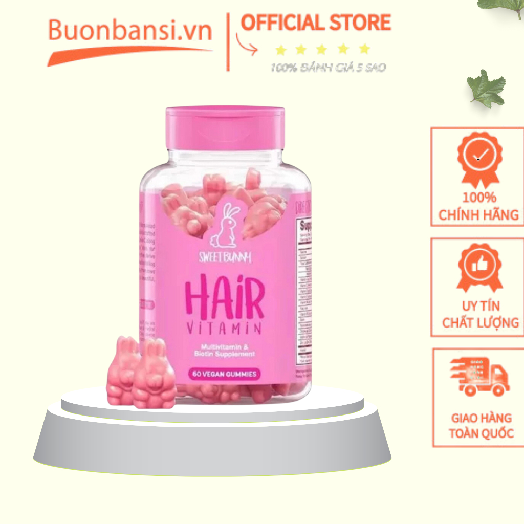 Kẹo Gấu Mọc Tóc Sweet Bunny Hare Hair Vitamines (Màu Hồng) 60 Viên Mỹ