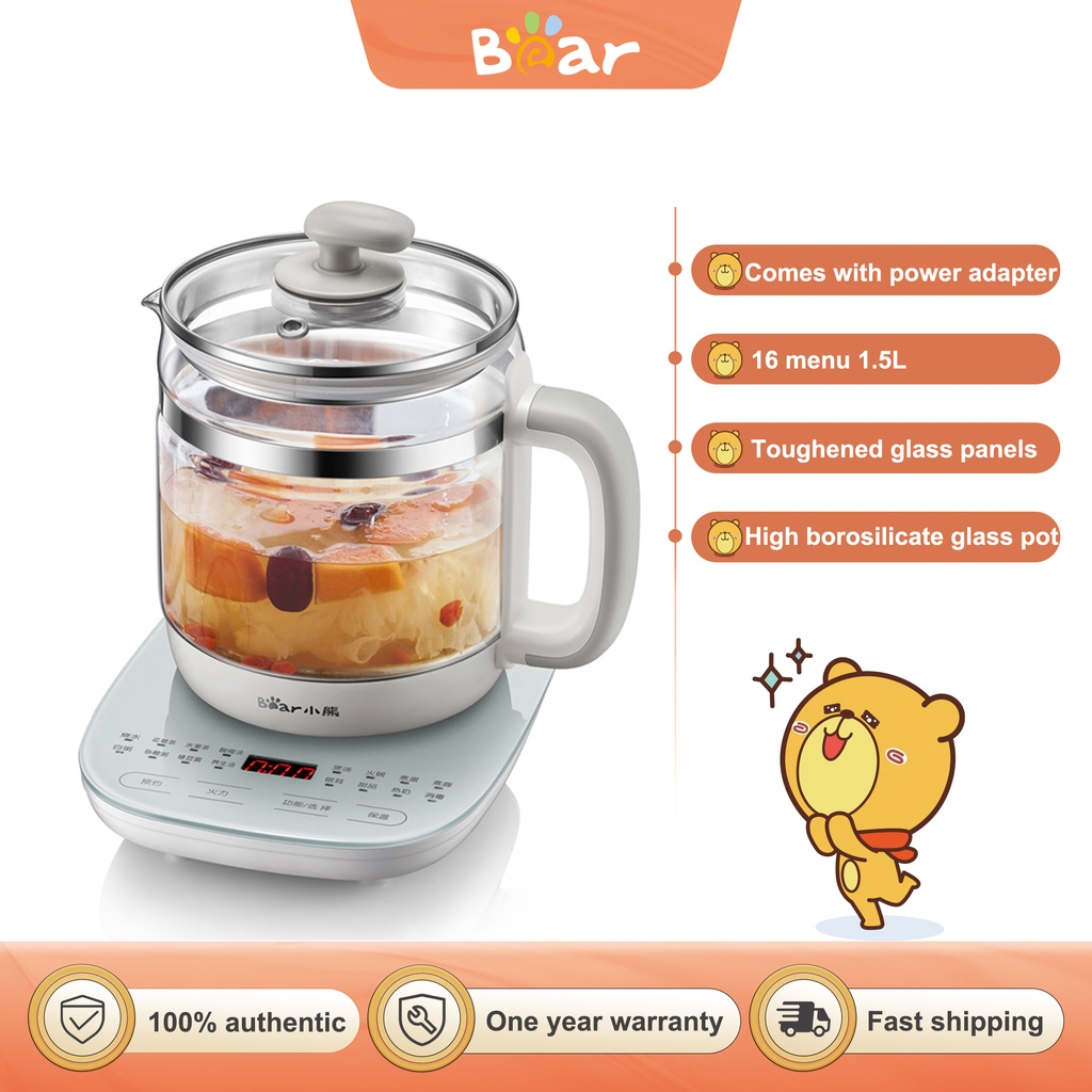 Bình đun nước điện tử BEAR YSH-C15F1 thông minh 1000W dung tích 1.5L có giá đỡ trứng chuyên dụng