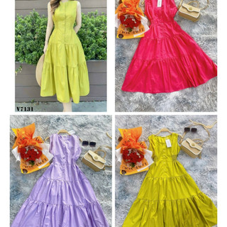 Đầm nữ thun nhún tiểu thư bánh kèo chất lụa 1000D mềm mịn phong cách thời trang trẻ teen QCS