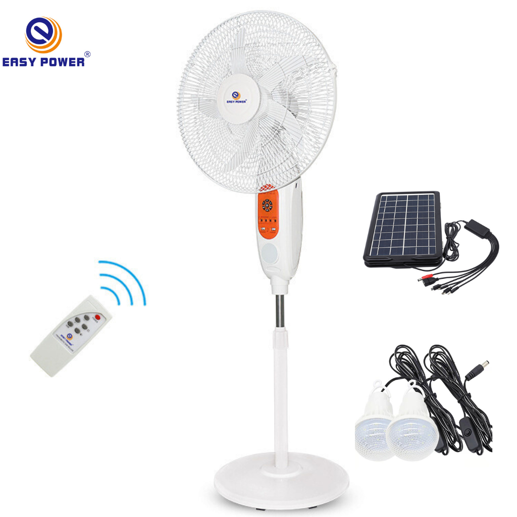 Quạt tích điện EP- 3618 siêu tiết kiệm điện, quạt sạc năng lượng mặt trời, Tích hợp đèn LED cực sáng