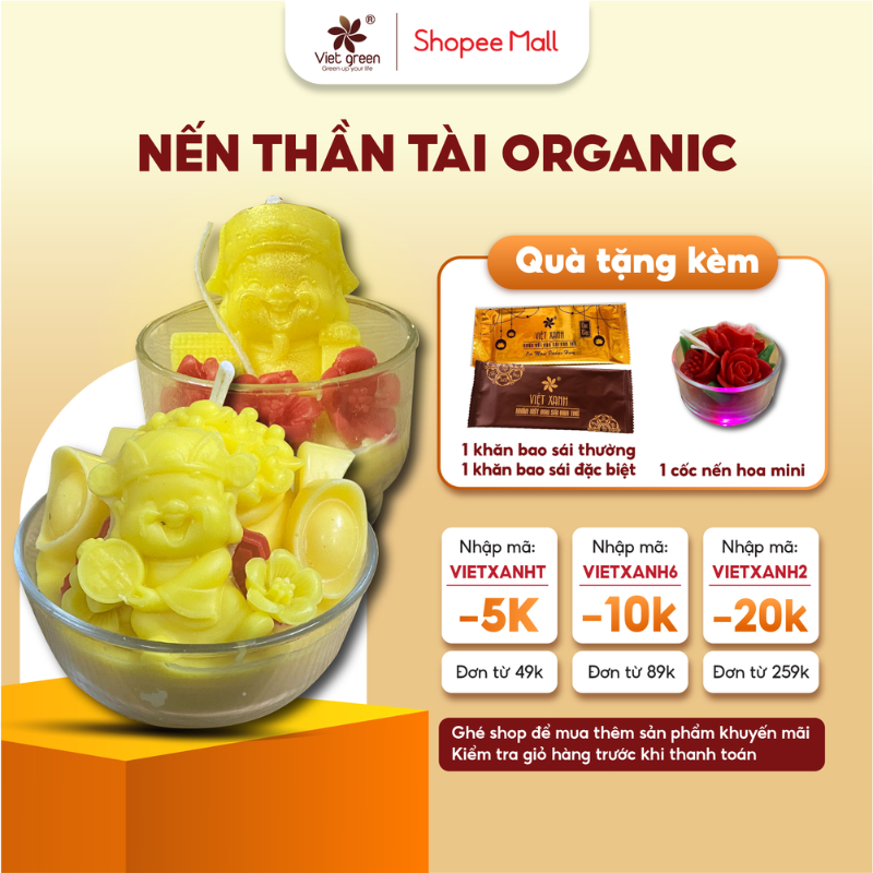Nến Bát Thần Tài VIỆT XANH Nến Bơ Hữu Cơ, Không Khói Đen, Không Muội, An Toàn Sức Khoẻ, Dùng Trang Trí, Thờ Cúng C12 C13