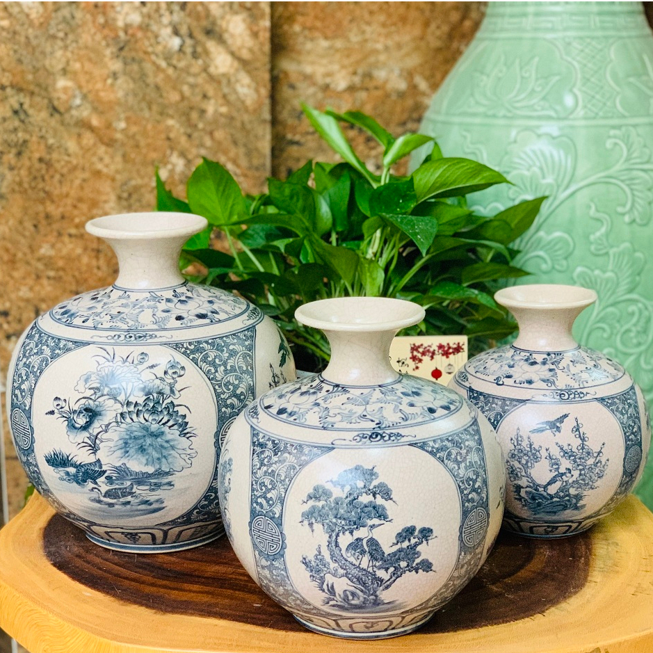 Bình Hút Lộc Bát Tràng Bình Tài Lộc Bình Phong Thuỷ Bình Gốm Sứ Men Rạn