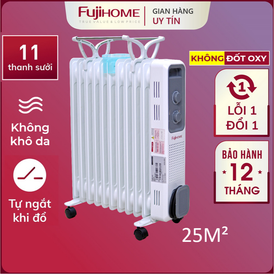 Máy sưởi dầu Nhật Bản Nhập Khẩu không khô da 11 thanh Fujihome