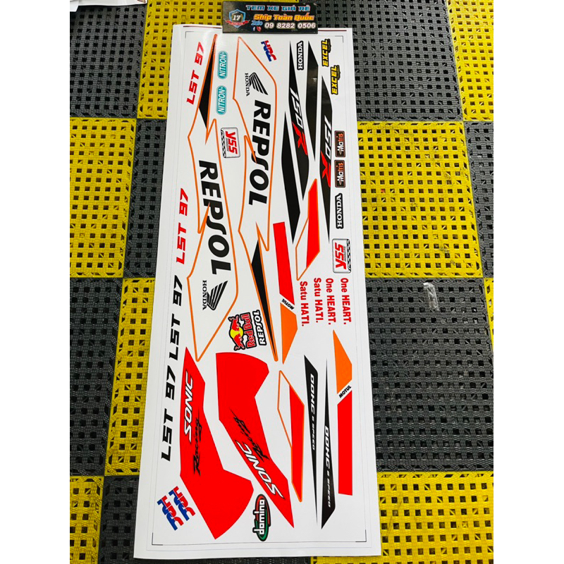 TEM SONIC REPSOL ZIN TRẮNG CAM ĐỎ